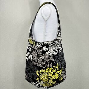 Vera Bradley Womens Tote‎ Shoulder Bag Baroque Medium Black Yellow Gray Hipster